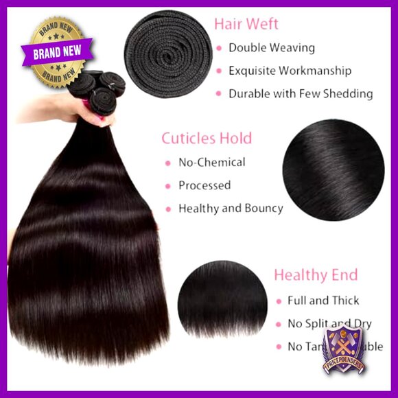Virgin Human Hair Extensions 26-30 Inch Straight Bundles Double Weft main image 5